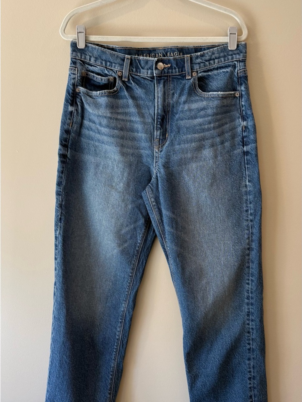 American Eagle Outfitters Women’s High-Rise Blue Straight Jeans